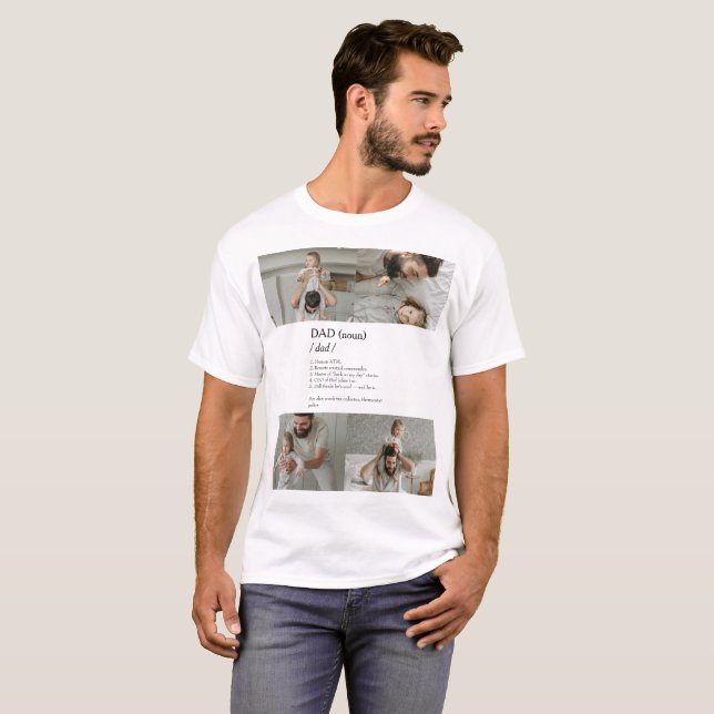 Funny Pappa-definition Fotokollage T-Shirt (Hel framsida)