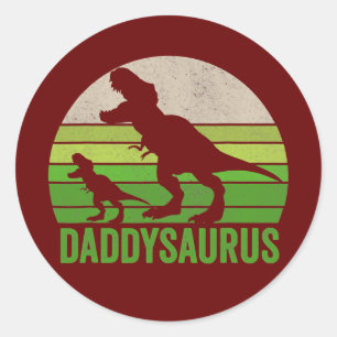 Funny pappa Dinosaur Daddysaurus Fars dag s Runt Klistermärke