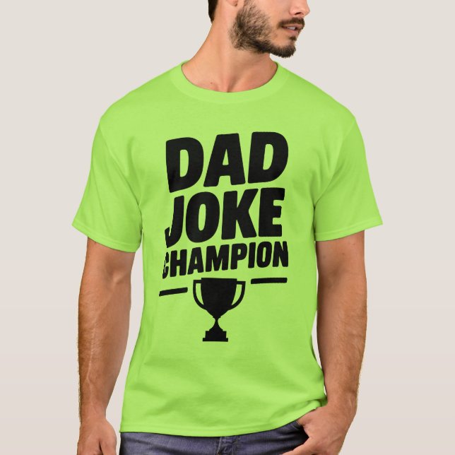 Funny "Pappa Joke Champion" T-Shirt med Trophy Ico (Framsida)