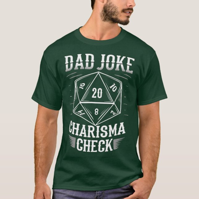 Funny Pappa Joke Charisma Check D20 RPG Dungeons T Shirt (Framsida)