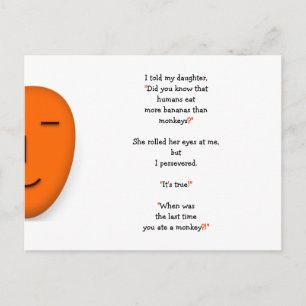 Funny Pappa Joke on Monkey Humans Bananas Daughn Vykort