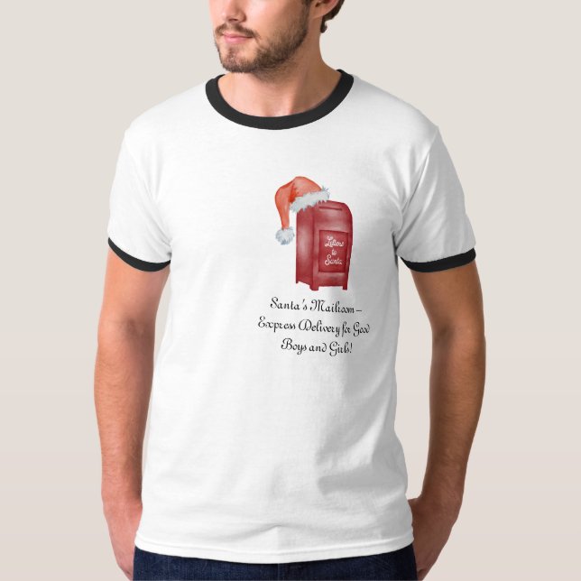 Funny Pappa jul Tshirt | Santa's Mailroom T Shirt (Framsida)