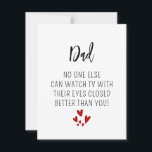 Funny Pappa-kort - Sarkastic Fars dag & Birthday Anteckningskort<br><div class="desc">Hitta perfektens humoriserade kort för Fars dag eller din Pappa födelsedag. Det här roliga pappa-kortet,  som har superskojet "titta på TV med ögon stängt",  är underbart för pappor och morader som kärlek skrattar åt. Perfekt för sarkastiskt och witty firande.</div>