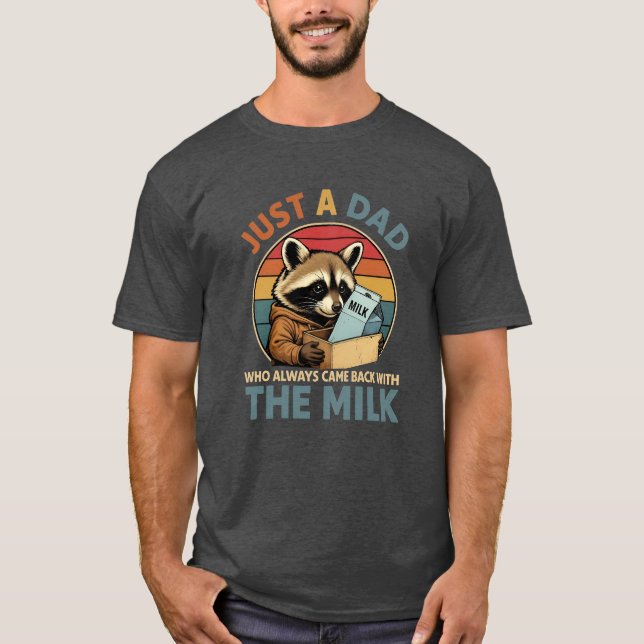 Funny Pappa Mjölk Shirt | Raccoon Design T Shirt (Framsida)