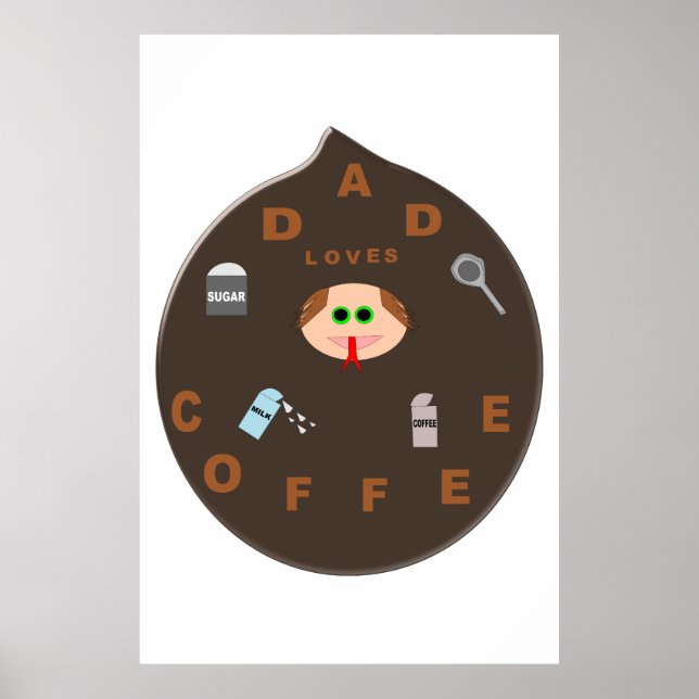 Funny Pappa Monster Kärlek Coffee Poster (Framsidan)