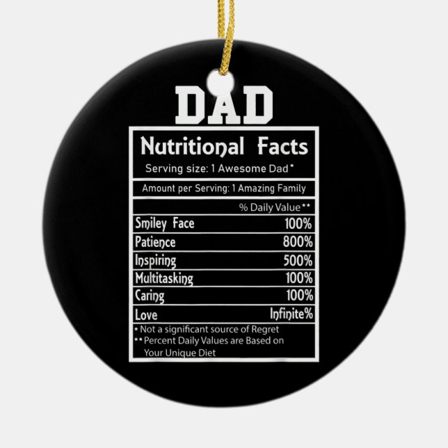 Funny Pappa Nutritional Facts Fantastisk Fantastis Julgransprydnad Keramik (Framsidan)