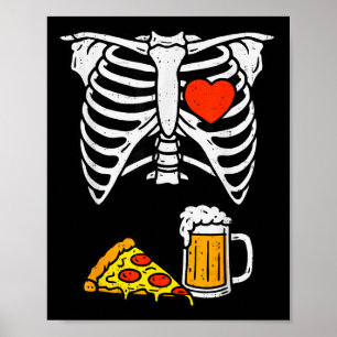 Funny Pappa Skeleton Beer Zza Halloween Costume Ma Poster