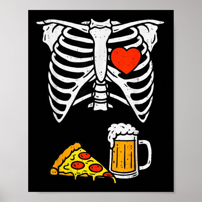 Funny Pappa Skeleton Beer Zza Halloween Costume Ma Poster (Framsidan)