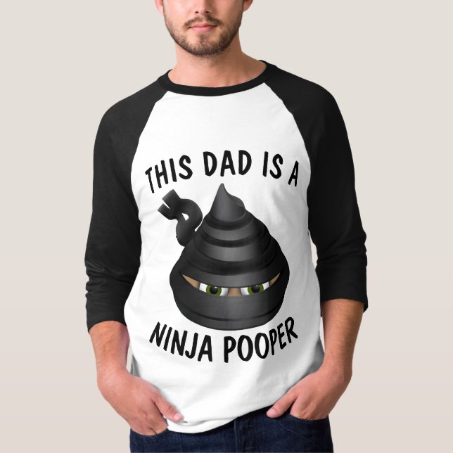 FUNNY PAPPA T-Shirts, NINJA POOPER T Shirt (Framsida)