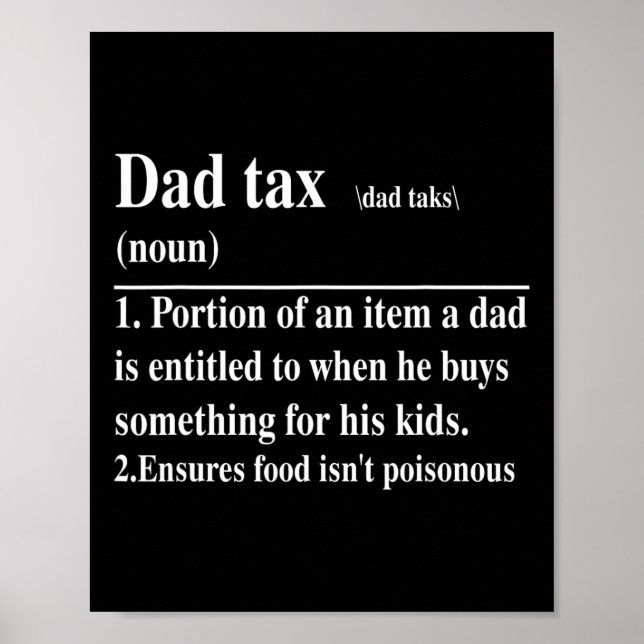 Funny Pappa Tax Definition Fars dag Poster (Framsidan)