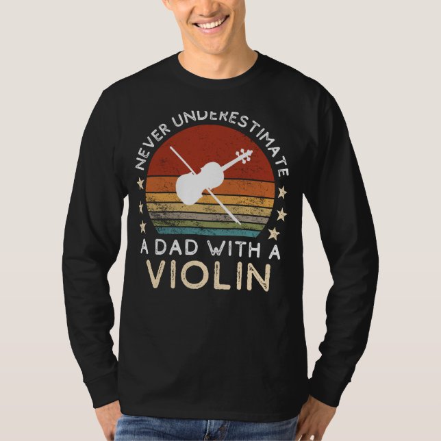Funny Pappa Violin Tee - Pappor String Sergranat & (Framsida)