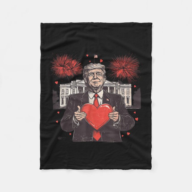 Funny Pappor Home Trump Heart White House Valenti Fleecefilt (Framsidan)