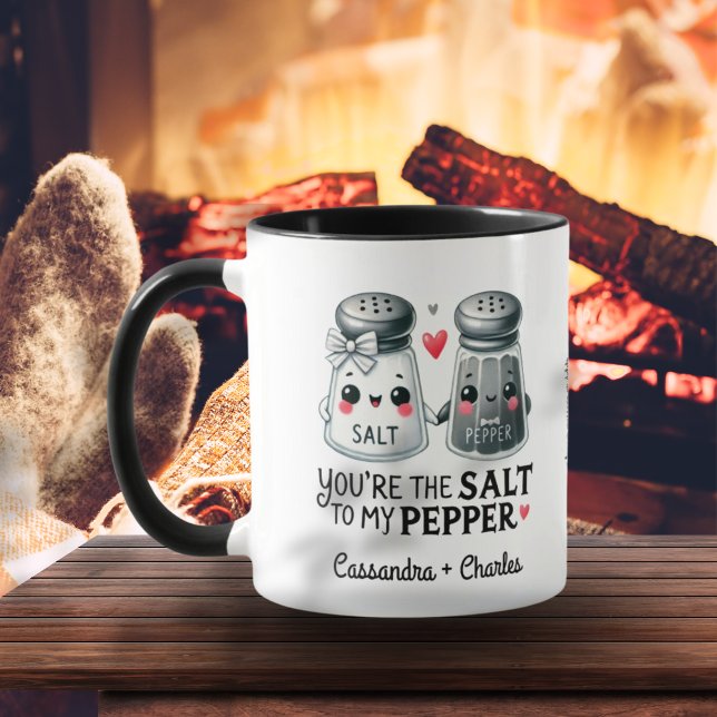 Funny Par Gift "Salt to My Pepper" Anpassad Mugg (Funny Couples Gift "Salt to My Pepper" Customized Mug)