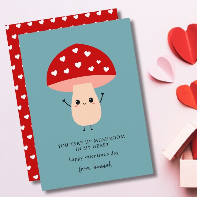 Funny Par Mushroom Heart Lycklig Valentine's Julkort (Skapare uppladdad)