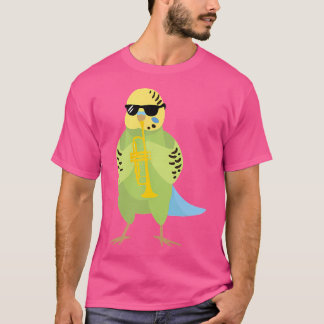 Funny Parakeet Wearing Sunglasses Spela Trumpet T Shirt