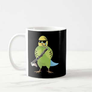 Funny Parakeet Wearing Sunglasses spelar upp Bass Kaffemugg
