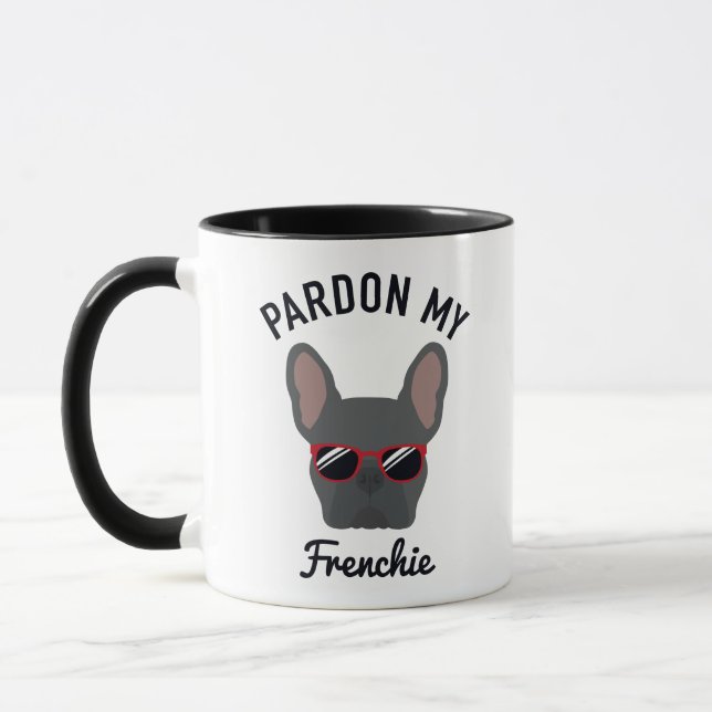 Funny Pardon my Frenchie Blue Fransk Bulldog Mugg (Vänster)