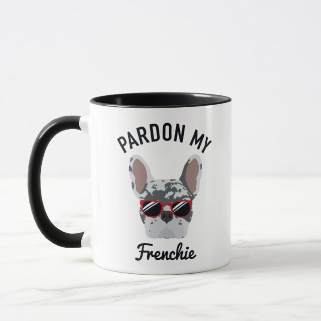 Funny Pardon my Frenchie Blue Merle Fransk Bulldog Mugg (Vänster)