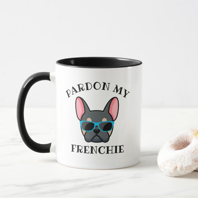 Funny Pardon my Frenchie Blue Tan Fransk Bulldog Mugg (Med munk)