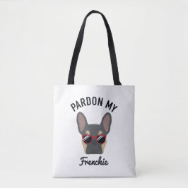 Funny Pardon my Frenchie Blue Tan Fransk Bulldog Tygkasse