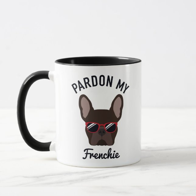 Funny Pardon my Frenchie Brown Fransk Bulldog Mugg (Vänster)