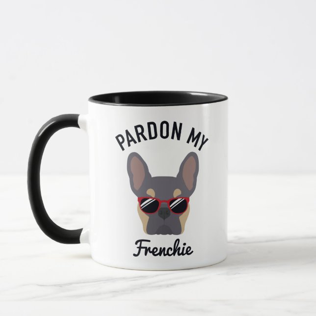 Funny Pardon my Frenchie Lilac Tan Fransk Bulldog Mugg (Vänster)