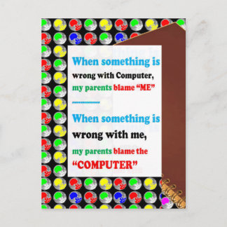 FUNNY Parents Computer Blame Game Jokes Comedy ROL Vykort