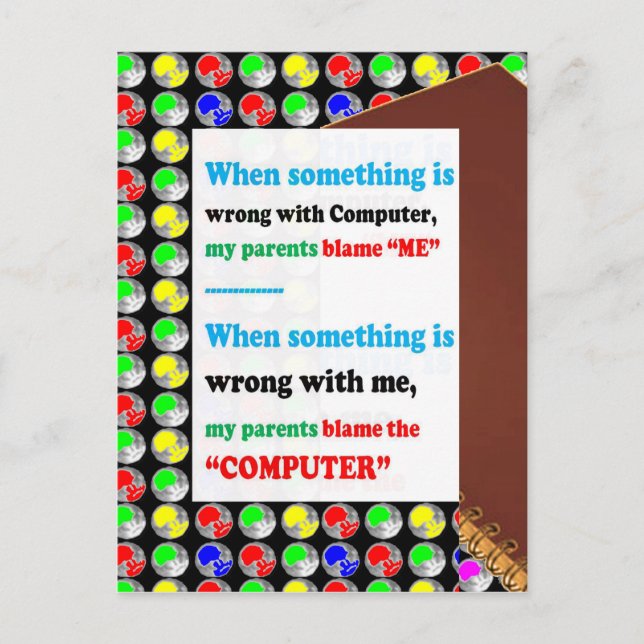 FUNNY Parents Computer Blame Game Jokes Comedy ROL Vykort (Framsida)