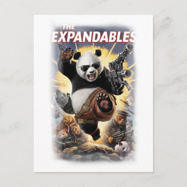 Funny Parody Panda Movie Poster on a White Helg Vykort (Framsida)