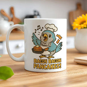 Funny Parrot Bacon Pancake Chef Cute Quaker Bird Kaffemugg