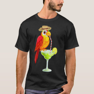 Funny Parrot Drinking Margarita Vacation Birds T Shirt