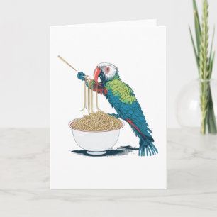 Funny Parrot Eating Ramen Noodles with Chopsticks Kort