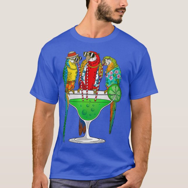Funny Parrot Hawaiian Margarita Gift För manar T Shirt (Framsida)