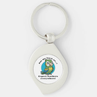 Funny Parrot Keychain – Custom Text + Image Swirl Silverfärgad Nyckelring