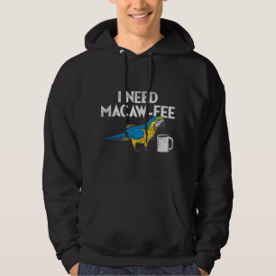 Funny Parrot Macaw och kaffe I Scarlet Macaw Owne Hoodie