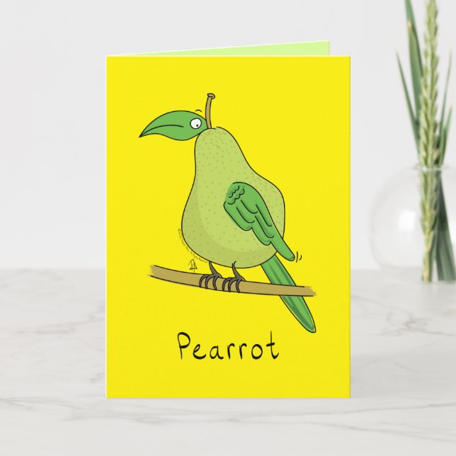 Funny Parrot Pear Bird Pun Cute Pearrot Kort (Framsida)