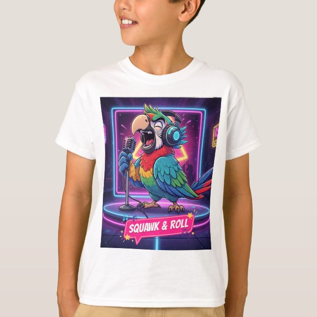 Funny Parrot Singing Karaoke T-Shirt  (Framsida)