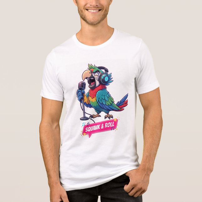 Funny Parrot Singing Karaoke T-Shirt (Framsida)