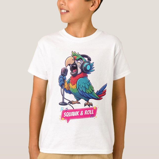 Funny Parrot Singing Karaoke T-Shirt  (Framsida)