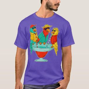 Funny Parrots Drinking Birds Hawaii Tropical T Shirt