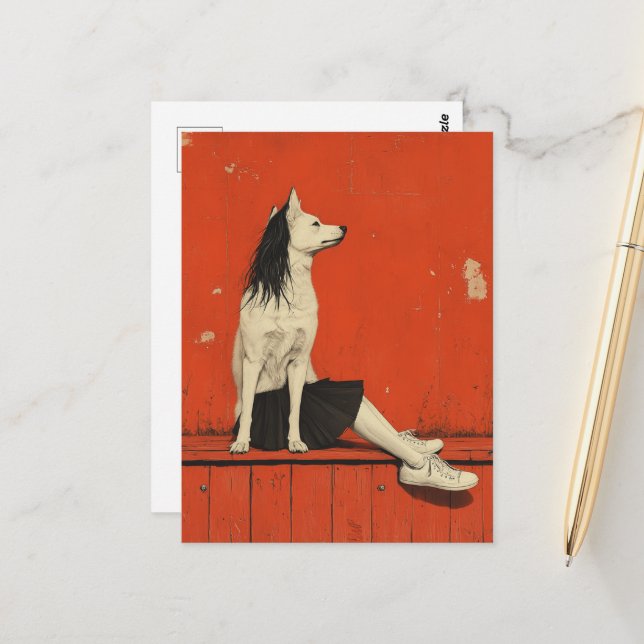 Funny Part Hund Part Human Vykort (Fram/Back In Situ)