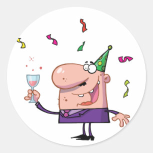 Funny Party Animal Tecknad Man Runt Klistermärke