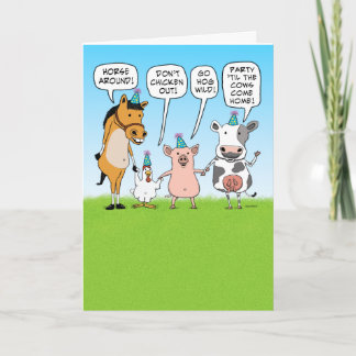 Funny Party Animals Advice for Birthday Kort