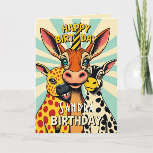 Funny Party Animals Cute Grattis på födelsedagen Kort