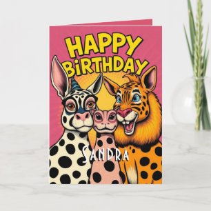 Funny Party Animals Cute Grattis på födelsedagen Kort