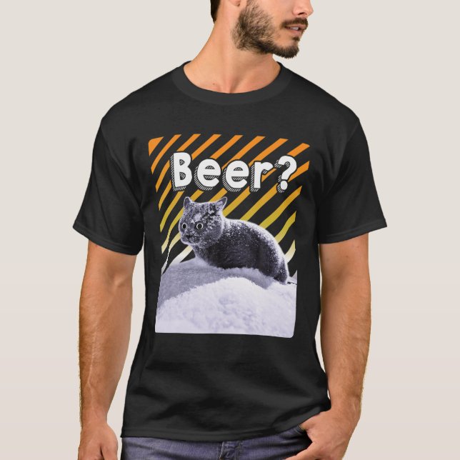 Funny Party Black Beer Cat With Sunglasses - Beer? T Shirt (Framsida)