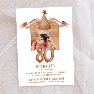 Funny Party Hat 80:e födelsedag Open House Photo Inbjudningar
