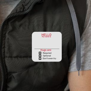 Funny Party Namn bricka Badge Sticker Hugs Fyrkantigt Klistermärke