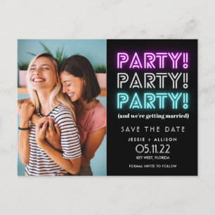 Funny Party Photo Lesbisk Gay LGBT Spara datum A Meddelande Vykort