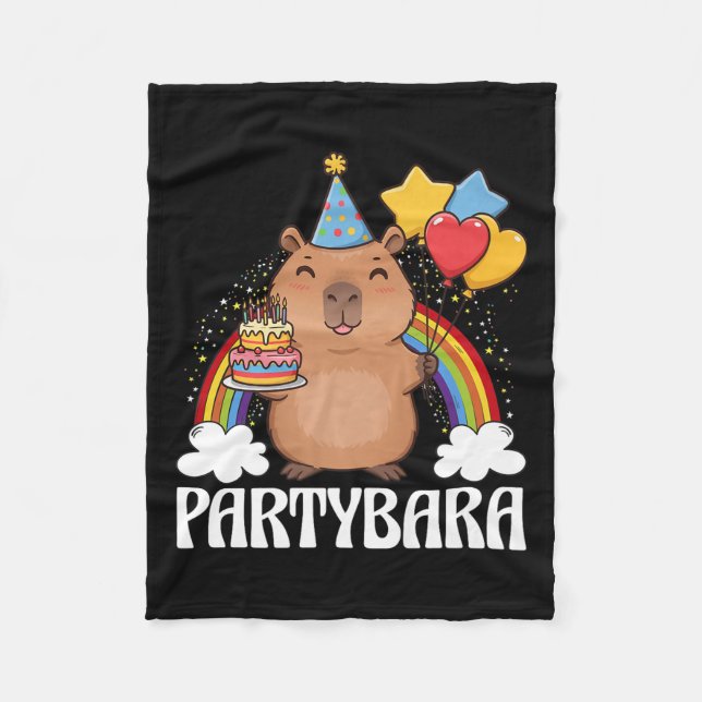 Funny Partybara Capybara Grattis på födelsedagen K Fleecefilt (Framsidan)